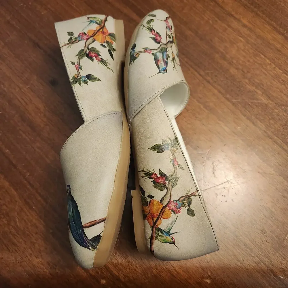 StreetFly Cottagecore Bird Pattern Canvas D'Orsay Ballet Flats Size 38 (7.5-8)